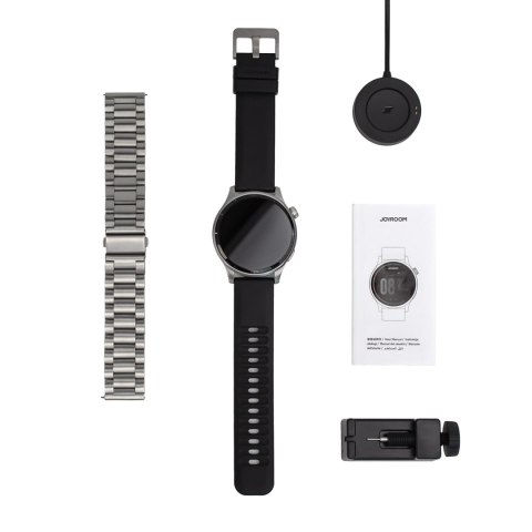 Smartwatch okrągły Venture Series z opcją odbierania połączeń + srebrna bransoleta - szary Smartwatch okrągły Venture Series z opcją odbierania połączeń + srebrna bransoleta - szary