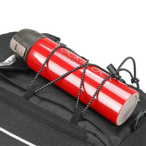 Torba rowerowa termiczna 9l na bagażnik z kieszenią na bidon i paskiem na ramię - czarna Torba rowerowa termiczna 9l na bagażnik z kieszenią na bidon i paskiem na ramię - czarna