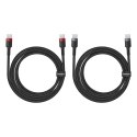 2x Kabel przewód Cafule USB-C - USB-C 100W 2m - czerwono-czarny i czarno-szary