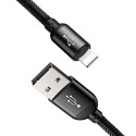 3w1 Kabel przewód USB-A - micro USB / iPhone Lightning / USB-C 3.5A 0.3m - czarny 3w1 Kabel przewód USB-A - micro USB / iPhone Lightning / USB-C 3.5A 0.3m - czarny