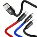 3w1 Kabel przewód USB-A - micro USB / iPhone Lightning / USB-C 3.5A 0.3m - czarny 3w1 Kabel przewód USB-A - micro USB / iPhone Lightning / USB-C 3.5A 0.3m - czarny