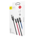 3w1 Kabel przewód USB-A - micro USB / iPhone Lightning / USB-C 3.5A 0.3m - czarny 3w1 Kabel przewód USB-A - micro USB / iPhone Lightning / USB-C 3.5A 0.3m - czarny