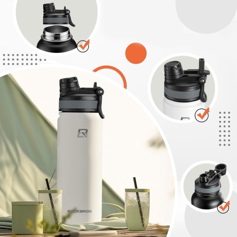 Butelka bidon termiczny rowerowy na napoje 620 ml - biały Butelka bidon termiczny rowerowy na napoje 620 ml - biały