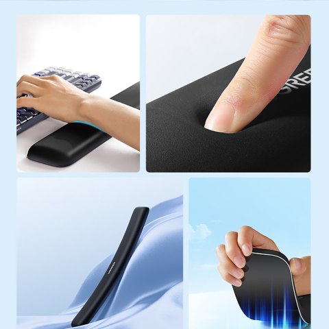 Ergonomiczna podkładka do klawiatury pod nadgarstki z pamięcią kształtu - czarna Ergonomiczna podkładka do klawiatury pod nadgarstki z pamięcią kształtu - czarna