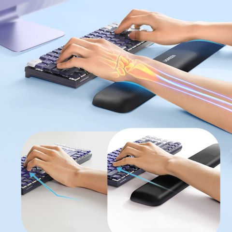 Ergonomiczna podkładka do klawiatury pod nadgarstki z pamięcią kształtu - czarna Ergonomiczna podkładka do klawiatury pod nadgarstki z pamięcią kształtu - czarna