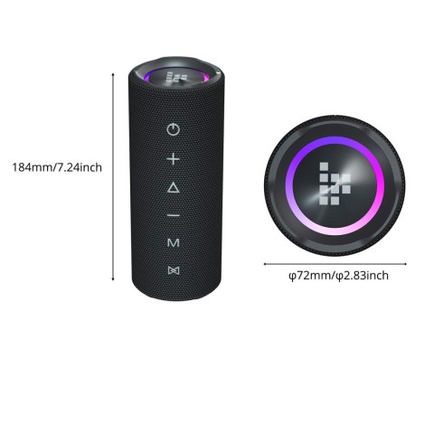 Głośnik przenośny Bluetooth Mirtune C2 24W + kable USB-C AUX - czarny Głośnik przenośny Bluetooth Mirtune C2 24W + kable USB-C AUX - czarny