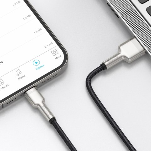 Kabel przewód Cafule Series Metal Data USB-A - iPhone Lightning 2.4A 1m - czarny