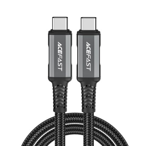 Kabel przewód USB-C USB4 PD3.1 5A do transmisji danych i Video 4K 1m - szaro-czarny Kabel przewód USB-C USB4 PD3.1 5A do transmisji danych i Video 4K 1m - szaro-czarny