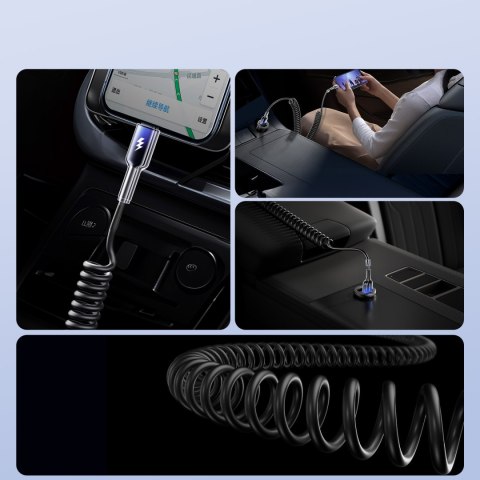 Kabel przewód spiralny USB-A - USB-C Crystal-Clear Series 3A 1.5m - czarny Kabel przewód spiralny USB-A - USB-C Crystal-Clear Series 3A 1.5m - czarny