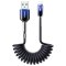 Kabel przewód spiralny USB-A - iPhone Lightning Crystal-Clear Series 3A 1.5m - czarny