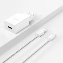 Ładowarka sieciowa USB-A 2.1A + kabel USB-A - microUSB - biała Ładowarka sieciowa USB-A 2.1A + kabel USB-A - microUSB - biała