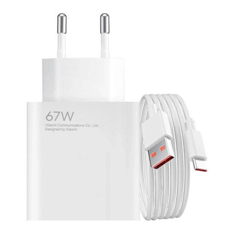 Ładowarka sieciowa Xiaomi 67W 6.2A USB-A z kablem USB-C - biała Ładowarka sieciowa Xiaomi 67W 6.2A USB-A z kablem USB-C - biała