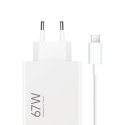 Ładowarka sieciowa Xiaomi 67W 6.2A USB-A z kablem USB-C - biała Ładowarka sieciowa Xiaomi 67W 6.2A USB-A z kablem USB-C - biała