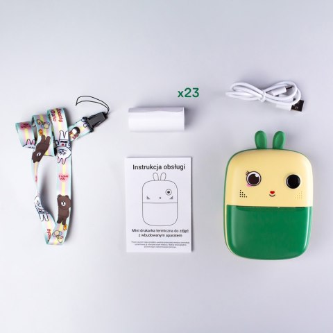 Mini drukarka termiczna z aparatem fotograficznym i kamerą HURC10Z - zielona Mini drukarka termiczna z aparatem fotograficznym i kamerą HURC10Z - zielona
