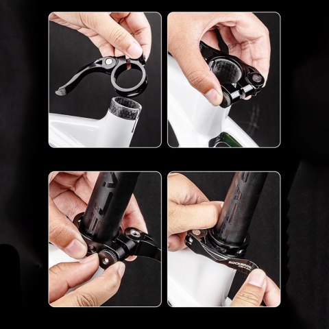 Obejma rowerowa zacisk do sztycy 27.2 i 28.6 mm pod siodełko z szybkozamykaczem - czarna Obejma rowerowa zacisk do sztycy 27.2 i 28.6 mm pod siodełko z szybkozamykaczem - czarna