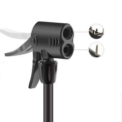 Pompka rowerowa uniwersalna nożna podłogowa z manometrem - czarna Pompka rowerowa uniwersalna nożna podłogowa z manometrem - czarna