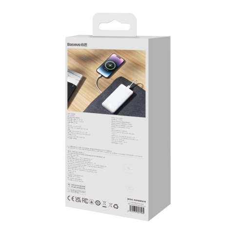 Powerbank Airpow 20W 10000mAh z kablem USB-A - USB-C 30cm - biały