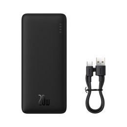Powerbank Airpow 20W 10000mAh z kablem USB-A - USB-C 30cm - czarny