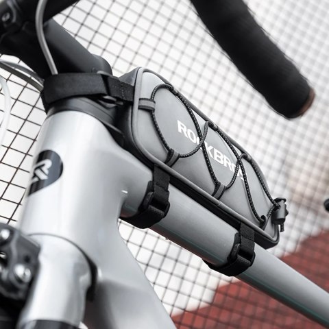 Torba sakwa rowerowa mocowana na ramę 0.9l - srebrna Torba sakwa rowerowa mocowana na ramę 0.9l - srebrna