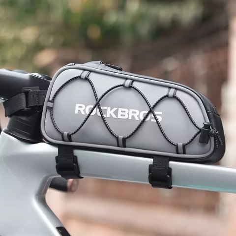 Torba sakwa rowerowa mocowana na ramę 0.9l - srebrna Torba sakwa rowerowa mocowana na ramę 0.9l - srebrna