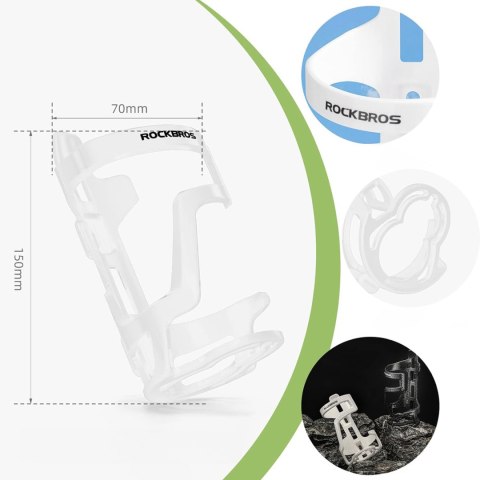 Uchwyt rowerowy z poliwęglanu na butelkę bidon śr. 51-73 mm - biały Uchwyt rowerowy z poliwęglanu na butelkę bidon śr. 51-73 mm - biały
