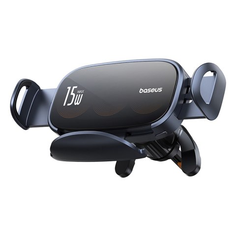 Uchwyt samochodowy na kratkę z ładowarką indukcyjną z potrójną cewką - czarny Uchwyt samochodowy na kratkę z ładowarką indukcyjną z potrójną cewką - czarny