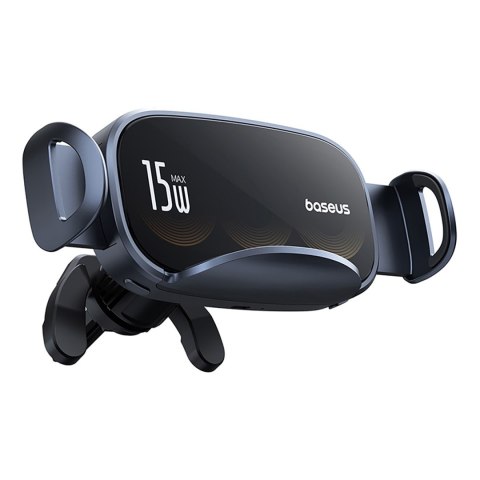 Uchwyt samochodowy na kratkę z ładowarką indukcyjną z potrójną cewką - czarny Uchwyt samochodowy na kratkę z ładowarką indukcyjną z potrójną cewką - czarny