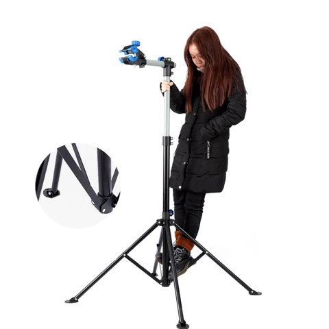 Wielofunkcyjny stojak serwisowy uchwyt do rowerów podłogowy - czarny Wielofunkcyjny stojak serwisowy uchwyt do rowerów podłogowy - czarny