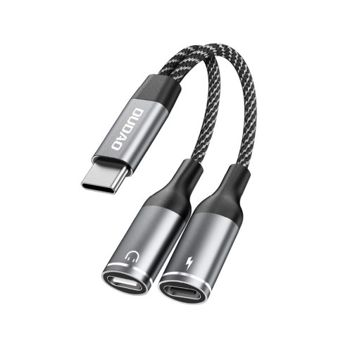 2w1 Adapter przejściówka rozdzielacz USB-C na zasilanie i słuchawki - szary 2w1 Adapter przejściówka rozdzielacz USB-C na zasilanie i słuchawki - szary