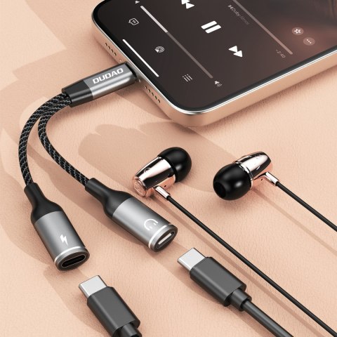 2w1 Adapter przejściówka rozdzielacz USB-C na zasilanie i słuchawki - szary 2w1 Adapter przejściówka rozdzielacz USB-C na zasilanie i słuchawki - szary