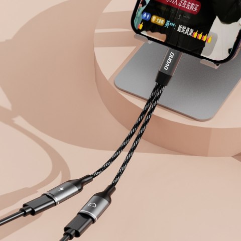 2w1 Adapter przejściówka rozdzielacz USB-C na zasilanie i słuchawki - szary 2w1 Adapter przejściówka rozdzielacz USB-C na zasilanie i słuchawki - szary
