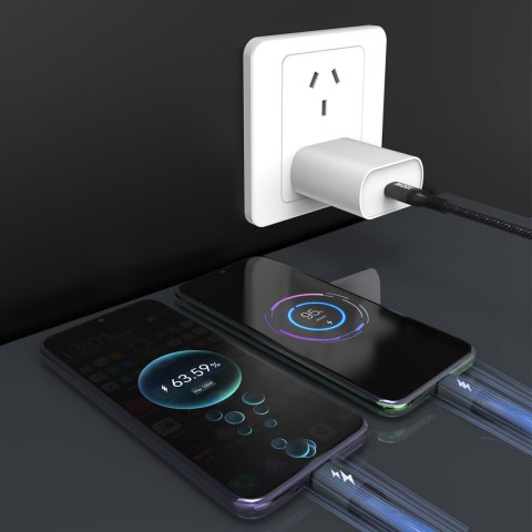 2w1 Kabel przewód L3F do ładowania 2 telefonów USB-C - 2x USB-C 100W 1.2m - czarny 2w1 Kabel przewód L3F do ładowania 2 telefonów USB-C - 2x USB-C 100W 1.2m - czarny