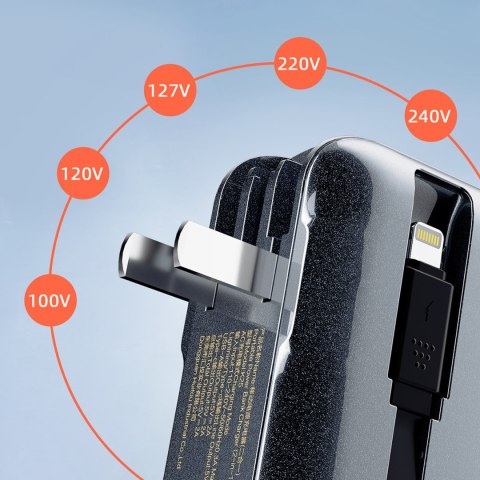 2w1 Ładowarka sieciowa UK US EU + powerbank 10000mAh USB-C USB-A - szara 2w1 Ładowarka sieciowa UK US EU + powerbank 10000mAh USB-C USB-A - szara
