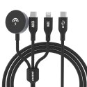 3w1 Kabel przewód USB-C - USB-C / iPhone Lightning / ładowarka do Apple Watch PD 100W 1.2m - czarny 3w1 Kabel przewód USB-C - USB-C / iPhone Lightning / ładowarka do Apple Watch PD 100W 1.2m - czarny