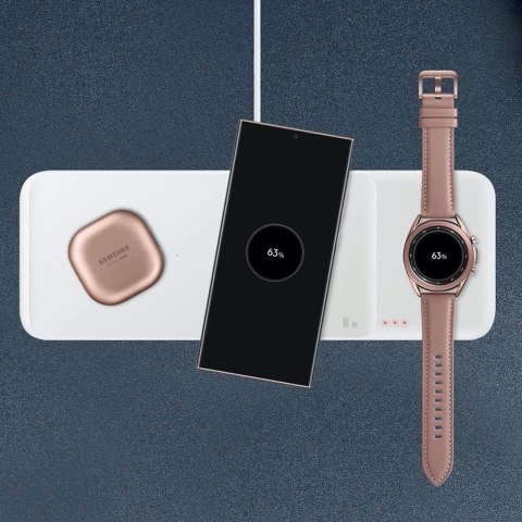 3w1 Ładowarka sieciowa Samsung Trio indukcyjna do telefonu / Galaxy Watch / Buds - biała 3w1 Ładowarka sieciowa Samsung Trio indukcyjna do telefonu / Galaxy Watch / Buds - biała
