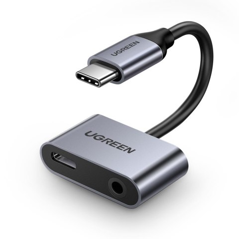 Adapter audio dwuportowy USB-C (męski) - mini jack 3.5mm / USB-C (żeński) - szary Adapter audio dwuportowy USB-C (męski) - mini jack 3.5mm / USB-C (żeński) - szary