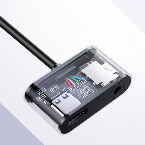 Adapter audio dwuportowy USB-C (męski) - mini jack 3.5mm / USB-C (żeński) - szary Adapter audio dwuportowy USB-C (męski) - mini jack 3.5mm / USB-C (żeński) - szary