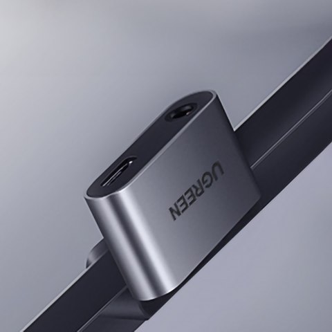 Adapter audio dwuportowy USB-C (męski) - mini jack 3.5mm / USB-C (żeński) - szary Adapter audio dwuportowy USB-C (męski) - mini jack 3.5mm / USB-C (żeński) - szary