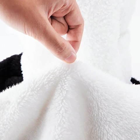 Ciepła kominiarka zimowa z futerka Panda dla dzieci i dorosłych rozmiar L - czarna/biała Ciepła kominiarka zimowa z futerka Panda dla dzieci i dorosłych rozmiar L - czarna/biała