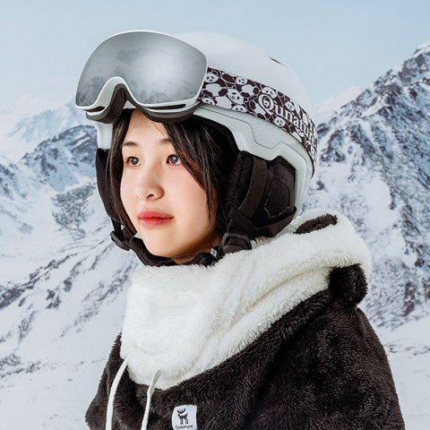 Ciepła kominiarka zimowa z futerka Panda dla dzieci i dorosłych rozmiar M - czarna/biała Ciepła kominiarka zimowa z futerka Panda dla dzieci i dorosłych rozmiar M - czarna/biała