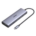 HUB Adapter USB-C - 3x USB-A 3.0 / HDMI / VGA / RJ45 / czytnik kart SD / TF / USB-C PD - szary HUB Adapter USB-C - 3x USB-A 3.0 / HDMI / VGA / RJ45 / czytnik kart SD / TF / USB-C PD - szary