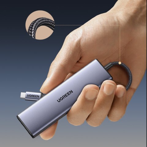 HUB Adapter USB-C - 3x USB-A 3.0 / HDMI / VGA / RJ45 / czytnik kart SD / TF / USB-C PD - szary HUB Adapter USB-C - 3x USB-A 3.0 / HDMI / VGA / RJ45 / czytnik kart SD / TF / USB-C PD - szary