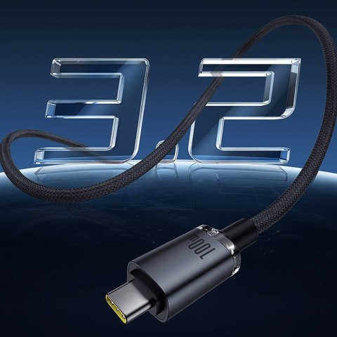 Kabel przewód Crystal Shine USB-C - USB-C USB3.2 100W 20Gbps 1.5m - czarny