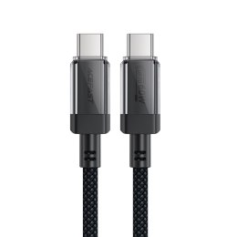 Kabel przewód USB-C z nylonowym oplotem PD 60W 480Mb/s - czarny