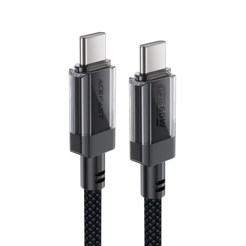 Kabel przewód USB-C z nylonowym oplotem PD 60W 480Mb/s - czarny Kabel przewód USB-C z nylonowym oplotem PD 60W 480Mb/s - czarny