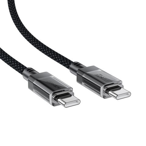 Kabel przewód USB-C z nylonowym oplotem PD 60W 480Mb/s - czarny Kabel przewód USB-C z nylonowym oplotem PD 60W 480Mb/s - czarny