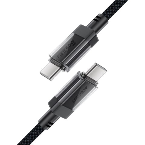 Kabel przewód USB-C z nylonowym oplotem PD 60W 480Mb/s - czarny Kabel przewód USB-C z nylonowym oplotem PD 60W 480Mb/s - czarny