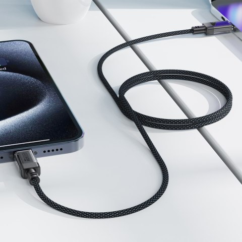 Kabel przewód USB-C z nylonowym oplotem PD 60W 480Mb/s - czarny Kabel przewód USB-C z nylonowym oplotem PD 60W 480Mb/s - czarny
