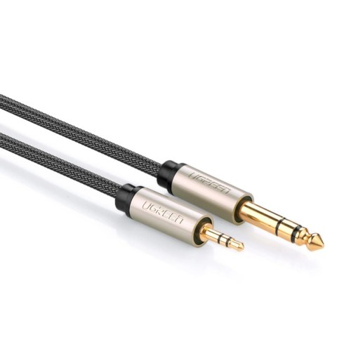 Kabel przewód audio TRS mini jack 3.5mm - jack 6.35mm 5m - szary Kabel przewód audio TRS mini jack 3.5mm - jack 6.35mm 5m - szary