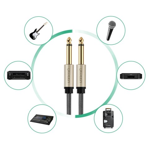 Kabel przewód audio mono TS jack 6.35mm - jack 6.35mm 1m - szary Kabel przewód audio mono TS jack 6.35mm - jack 6.35mm 1m - szary